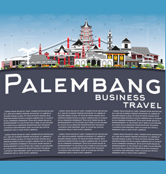 Palembang Indonesia City Skyline With Gray