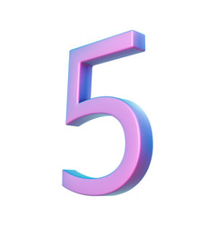 3d Neon Isometric Pink Number Futuristic Neon