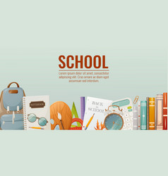 Banner With School Supplies Place For Text