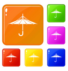 Inside Out Umbrella Icons Set Color