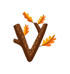 Letter V Autumn Font Cartoon Abc Of Tree Branches