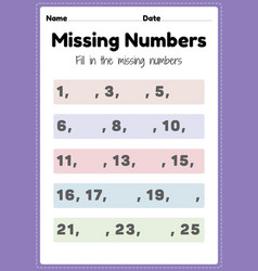 Missing Numbers Worksheet Math Printable Sheet