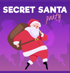 Secret Santa Claus With Gifts Bag Delivering