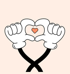 Cartoon Hands In Gloves Making A Heart