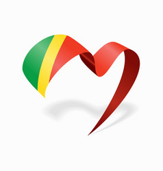 Congolese Flag Heart-shaped Wavy Ribbon