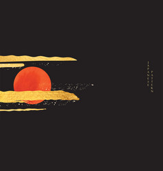 Japanese Background With Red Sun Decoration Hand