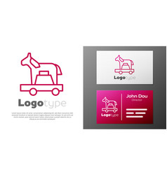 Logotype Line Trojan Horse Icon Isolated On White