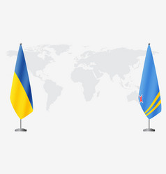 Ukraine And Aruba Flags For Official Meeting