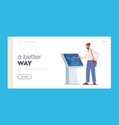 Male Character Using Info Kiosk Landing Page