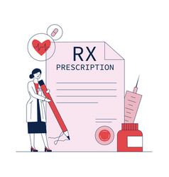 Pharmacist Signing Drug Prescription Flat