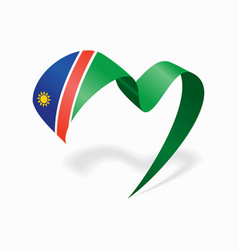 Namibian Flag Heart-shaped Wavy Ribbon