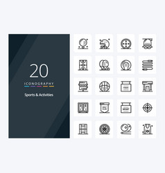 20 Sports Activities Outline Icon For Presentation