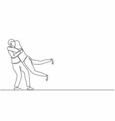 Single One Line Drawing Happy Couple Hugging