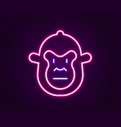 Glowing Neon Line Monkey Icon Isolated On Black