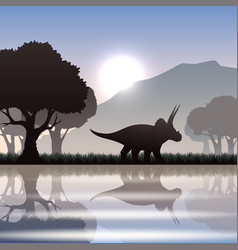 Silhouette Dinosaur In Landscape