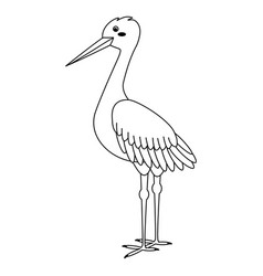 Cute Cartoon Stork Bird Line Art