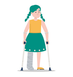 Girl On Crutches With A Broken Leg