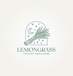 Minimalist Lemongrass Botanical Leaves Line Art