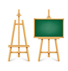 Realistic Green Chalkboard On Wooden Easel Blank