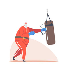 Santa Training In Gym With Punching Bag Christmas