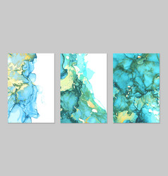 Teal And Gold Marble Abstract Backgrounds Set