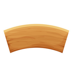 Wood Banner Curved Plank In Cartoon Style Empty