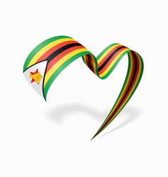 Zimbabwean Flag Heart-shaped Wavy Ribbon