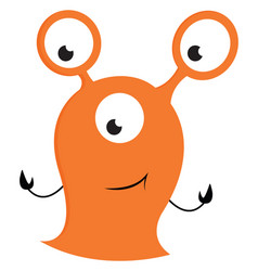 Orange monster with three eyes on white Royalty Free Vector