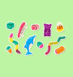 Cartoon Color Gummy Candies Jelly Sweets Sticker