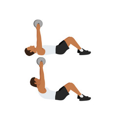 Man Doing Resistance Weighted Crunches Exercise