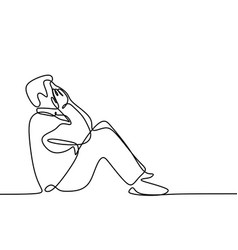 Sad Person Feeling Depression Continuous Line Art