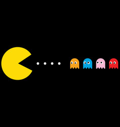 Pac-man Characters Set Retro Video Game Blinky