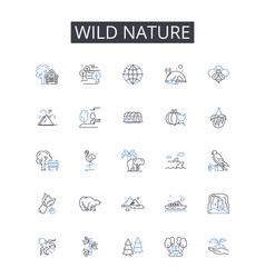 Wild Nature Line Icons Collection Incredible