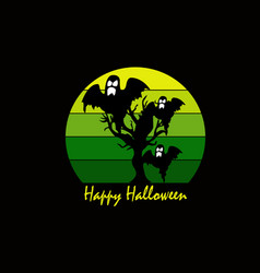 Happy Halloween T Shirt Design Landscape Retro