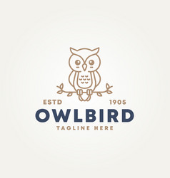 Minimalist Cute Owl Bird Line Art Icon Logo