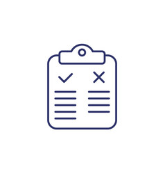 Pros And Cons Line Icon With Clipboard