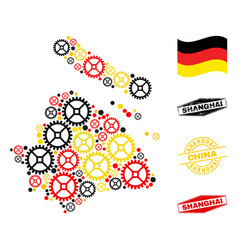 Wheel Composition Shanghai City Map In German Flag