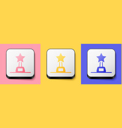 Isometric Movie Trophy Icon Isolated On Pink