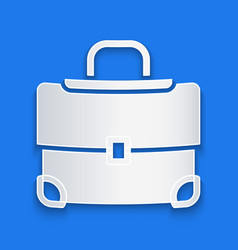 Paper Cut Briefcase Icon Isolated On Blue