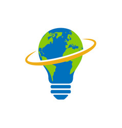 World Map Combination Bulb Logo Design