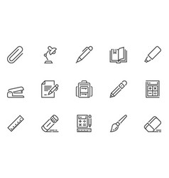 School Supplies Line Icons