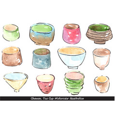 Abstract Traditional Japanese Tea Cup Watercolor