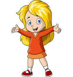 Cute Little Girl Cartoon Raising Hands