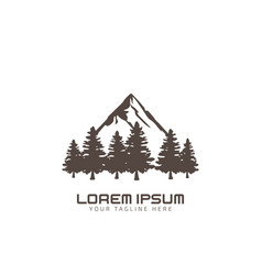 Mountain Logo Design Template With Pine Tree