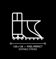 Snowplow Train Pixel Perfect White Linear Icon