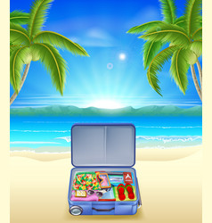 Tourist Suitcase On Tropical Beach