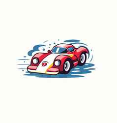 Vintage Race Car In Cartoon Style On White