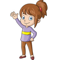 Cute Little Girl Cartoon Waving Hand