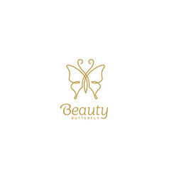 Elegant Golden Butterfly Wings Line Art Logo