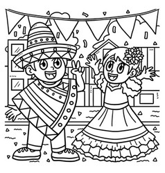 Children Celebrating Cinco De Mayo Coloring Page